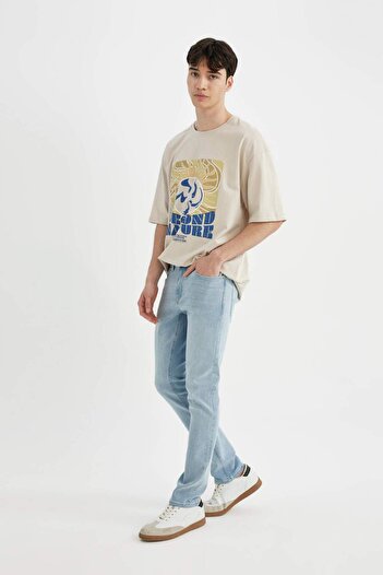 DeFacto Κοντομάνικο μπλουζάκι Comfort Fit Crew με στάμπα C2497AX24SM