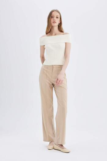 DeFacto Fitted Off Shoulder Ribbed Sweater D2997AX24SM