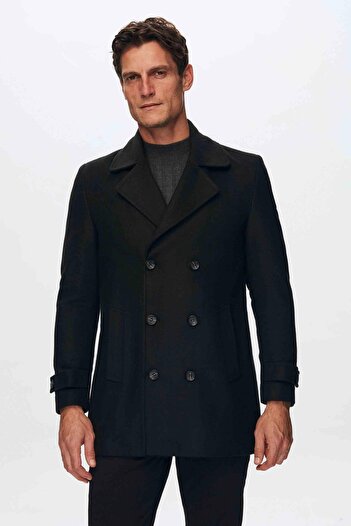 D'S Damat Černý kabát Regular Fit