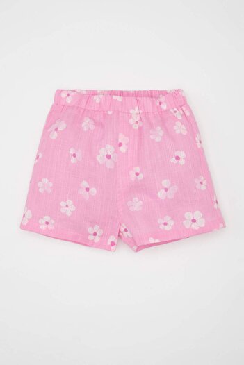 DeFacto Baby Girl 2Pcs Set Flared Poplin Blouse Top Floral Shorts Bottom C4934A524Sm