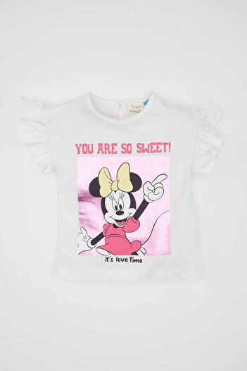 DeFacto Baby Girl Disney Mickey & Minnie Crew Neck Short Sleeve T-Shirt C5457A524Sm