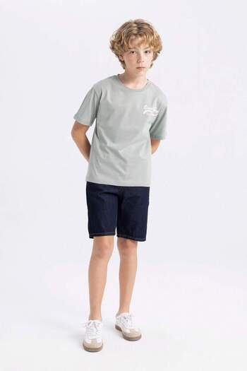DeFacto Boy's Crew Neck Back Printed Short Sleeve T-Shirt D0428A824Hs