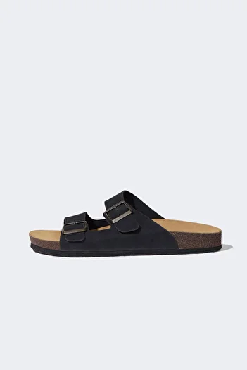 DeFacto Men's Flat Sole Double Banded Faux Leather Slippers C3754AX24HS