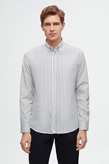 D'S Damat Ds Groom Slim Fit Light Blue Striped Shirt