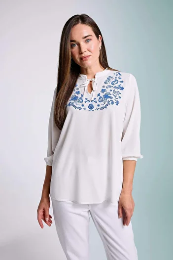 DeFacto Regular Fit Printed Crinkle Fabric Long Sleeve Blouse U2970Az24Sm