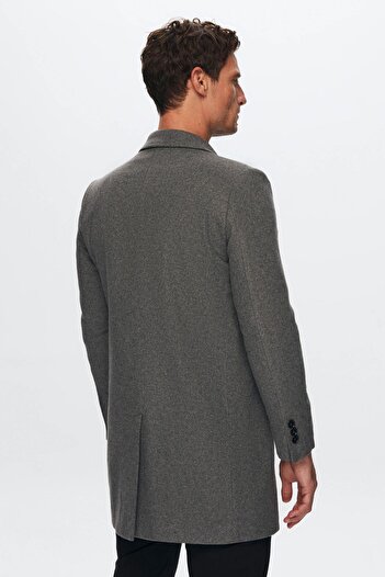 D'S Damat Ds Damat Regular Fit Antrasit Mono Yaka Kaşe Kaban