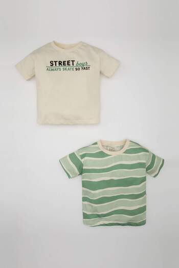 DeFacto Baby Boy Crew Neck Striped 2-Piece Short Sleeve T-Shirt C7850A524Sm