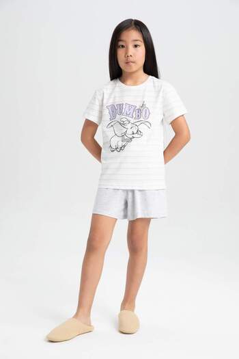 DeFacto Girls Disney Dumbo Pajamas Set Short Sleeve Top Shorts C1966A824Sm
