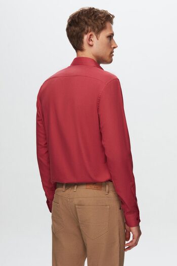 Twn Erkek Gömlek Slim Fit Bordo Renk