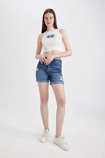 DeFacto Boyfriend High Waist Jean Shorts C2468AX24SM