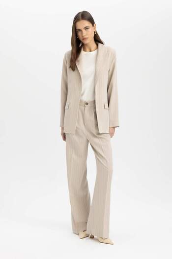 DeFacto Wide Leg Wide Leg Linen Blended Palazzo Pants High Waist with Pockets and Pincers C6245Ax24Sm