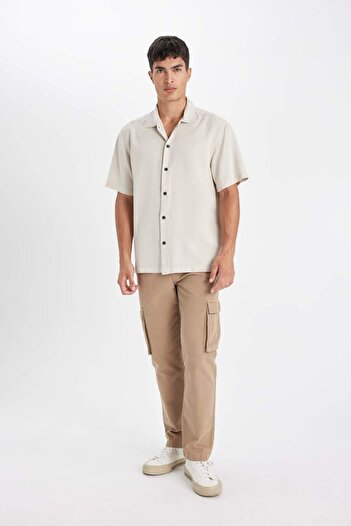 DeFacto Relax Fit Summer Polo Collar Cotton Short Sleeve Shirt C7394Ax24Sm