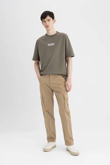 DeFacto Gabardine Trousers Straight Leg with Cargo Pockets B6366Ax24Sp