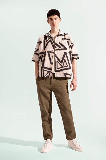 DeFacto Summer Jogger Pants Regular Fit Regular Cut Linen Look Straight Leg Cotton Pockets B4138Ax24Sp