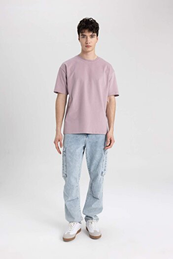 DeFacto Boxy Fit Crew Neck Short Sleeve Basic T-Shirt C5277Ax24Sp