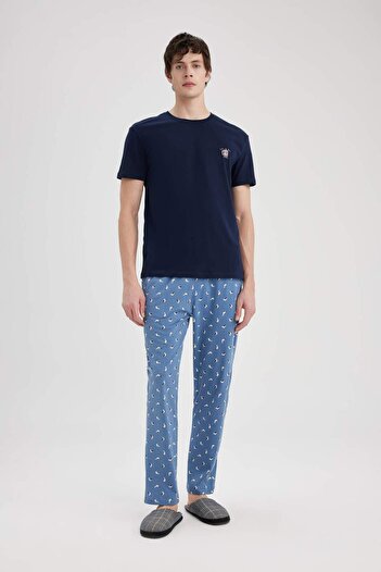 DeFacto Regular Fit Crew Neck Printed Short Sleeve Pajamas Top B8689AX24SP