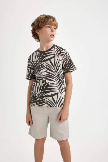 DeFacto Boy's Crew Neck Printed Short Sleeve T-shirt C2601A824SM