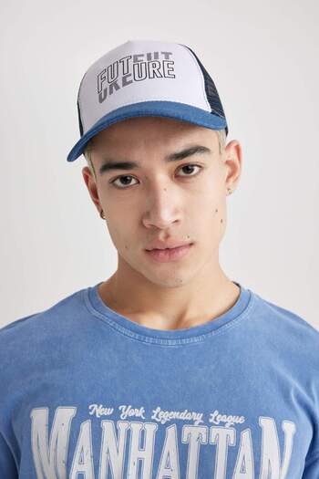 DeFacto Men's Printed Woven Baseball Basketball Cap B8002AX24SM