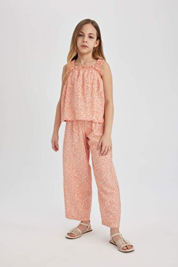 DeFacto Girl's Patterned Strappy Blouse B5066A824HS