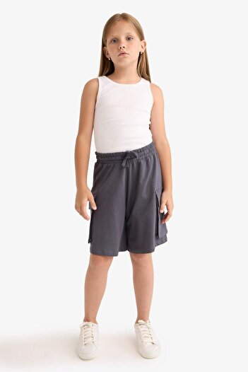 DeFacto Girls Cargo Pocket Elastic Waist Shorts B0840A824Hs