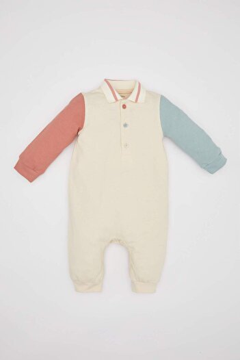 DeFacto Boys Neugeborenen Polo-Kragen Piqué Langarm Overall C1537A524SM