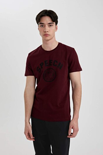 DeFacto Slim Fit Slim Fit Crew Neck εμπριμέ κοντομάνικο μπλουζάκι B8477AX24SM