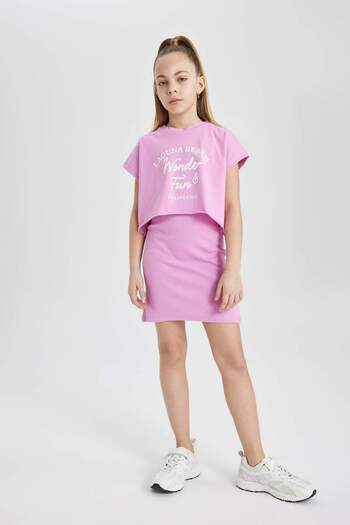 DeFacto Girls Ribbed Camisole Short Sleeve Dress B4496A824Sm