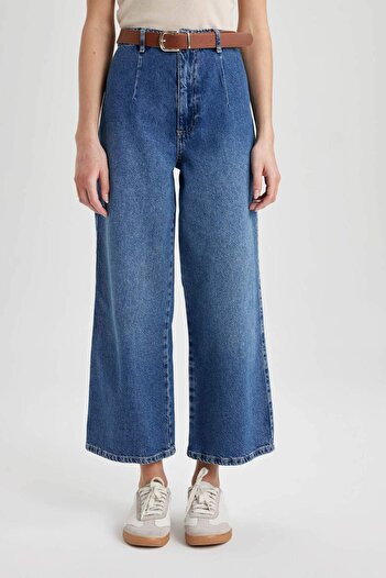 DeFacto Culotte High Waist Ankle Length Wide Leg Jean Pants B9438Ax24Sp