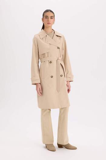 DeFacto Waterproof Regular Fit Belted Trench Coat A0593ax24sp