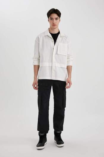DeFacto Oversize Wide Fit Pocket Long Sleeve Shirt B2911Ax24Sp