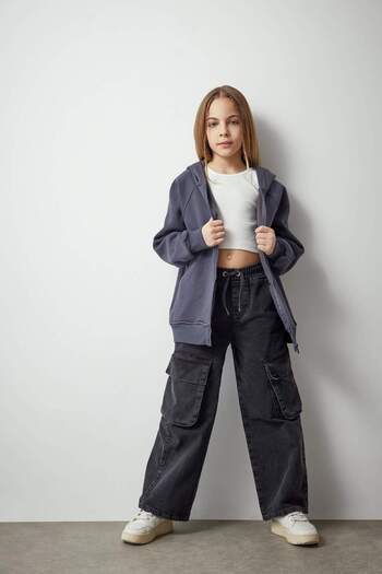 DeFacto Girls Wide Baggy Fit Wide Leg Jean Pants B9820A824Sp