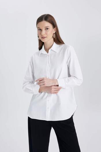 DeFacto Μακρυμάνικο πουκάμισο Relax Fit Poplin B8314AX24SP