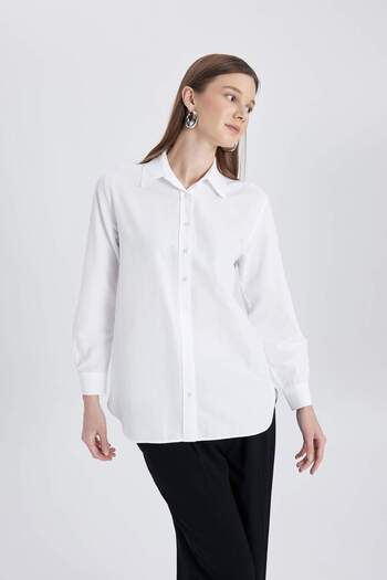 DeFacto Μακρυμάνικο πουκάμισο Relax Fit Poplin B8314AX24SP