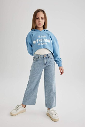 DeFacto Φούτερ για κορίτσια Oversize Wide Fit με εμπριμέ κουκούλα C0483A824SP