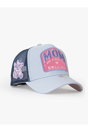 RustandRich Kadın Erkek Mavi Şapka Motto Collection - Mom - Trucker Hat