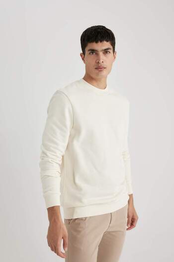 DeFacto Regular Fit Bisiklet Yaka Kalın Basic Düz Sweatshirt T3777AZ24SP