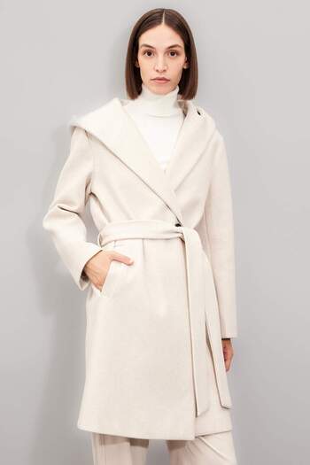 DeFacto Long Cashmere Coat Hooded Button Belt A0991Ax23Wn