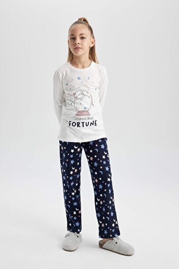 DeFacto Girls Printed Long Sleeve Mini Me Pajamas Set B8821A823Wn