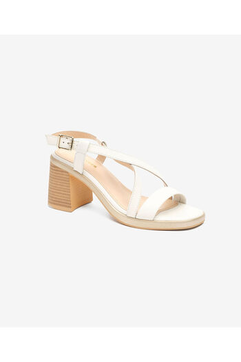 Greyder Women's Off-White Genuine Leather Heeled Sandals 5Y2Ws59247