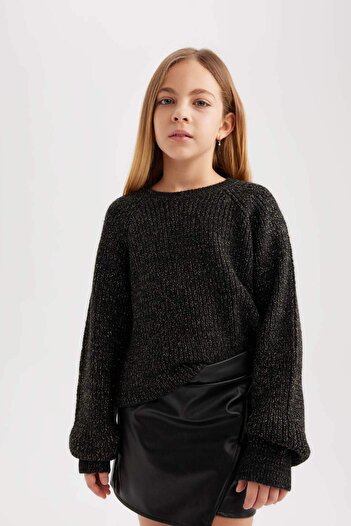 DeFacto Girl's Crew Neck Knitwear Sweater B4069A823Wn