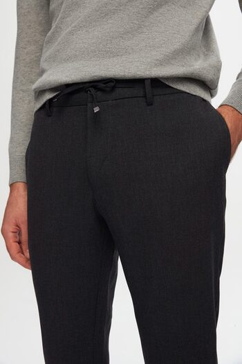 D'S Damat Ds Damat Slim Fit Anthracite Elastic Waist Drawstring Zippered Lycra Comfortable Jogger Pants