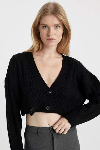 DeFacto Coool Regular Fit V-Neck Knitwear Cardigan A3286Ax23Wn