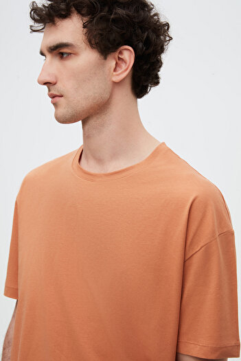 D'S Damat Μπλουζάκι Ds Damat Oversize Cinnamon Crew Neck 100% βαμβάκι