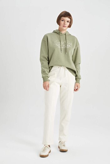 DeFacto Regular Fit Sweatpants Elastic Waist Straight Leg Basic Plain with Pockets B1891Ax23Au
