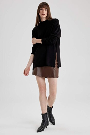 DeFacto Relax Fit Half Turtleneck Basic Sweater Tunic S7514Az23Wn