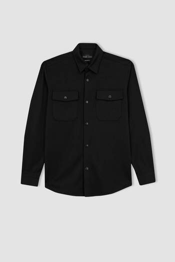 DeFacto Regular Fit Polo Collar All-Direction Stretch Long Sleeve Shirt Jacket A6831Ax23Au