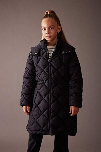 DeFacto Girls' Water Repellent Hooded Quilted down Coat A0890A823Au