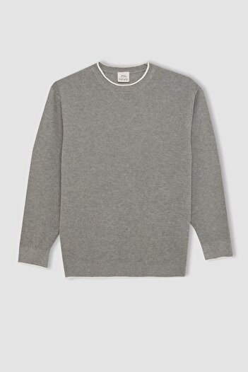 DeFacto Boy's Gray Crew Neck Knitwear Sweater U8991A623Wn