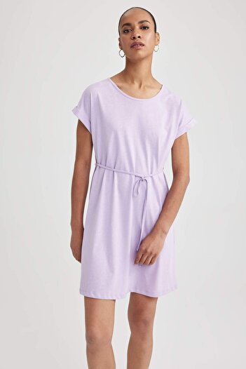 DeFacto A-Line Crew Neck Combed Cotton Short Sleeve Dress B0655Axns