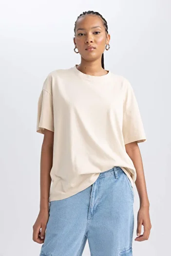 DeFacto Μπλουζάκι με κοντό μανίκι Oversize Crew Neck B0648AXNS